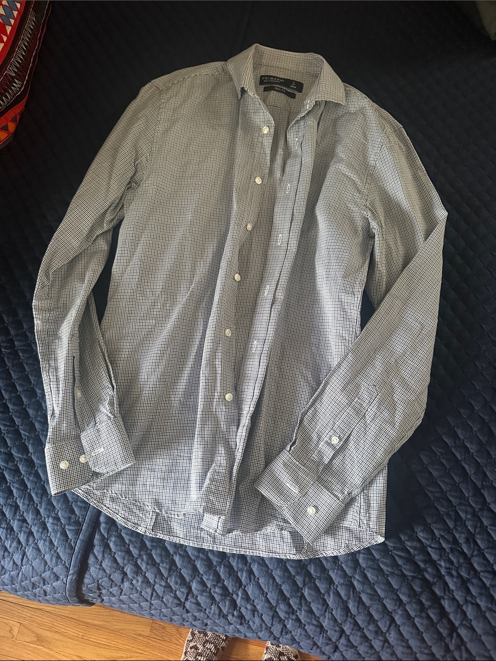 Primark Blue and White Check Dress Shirt